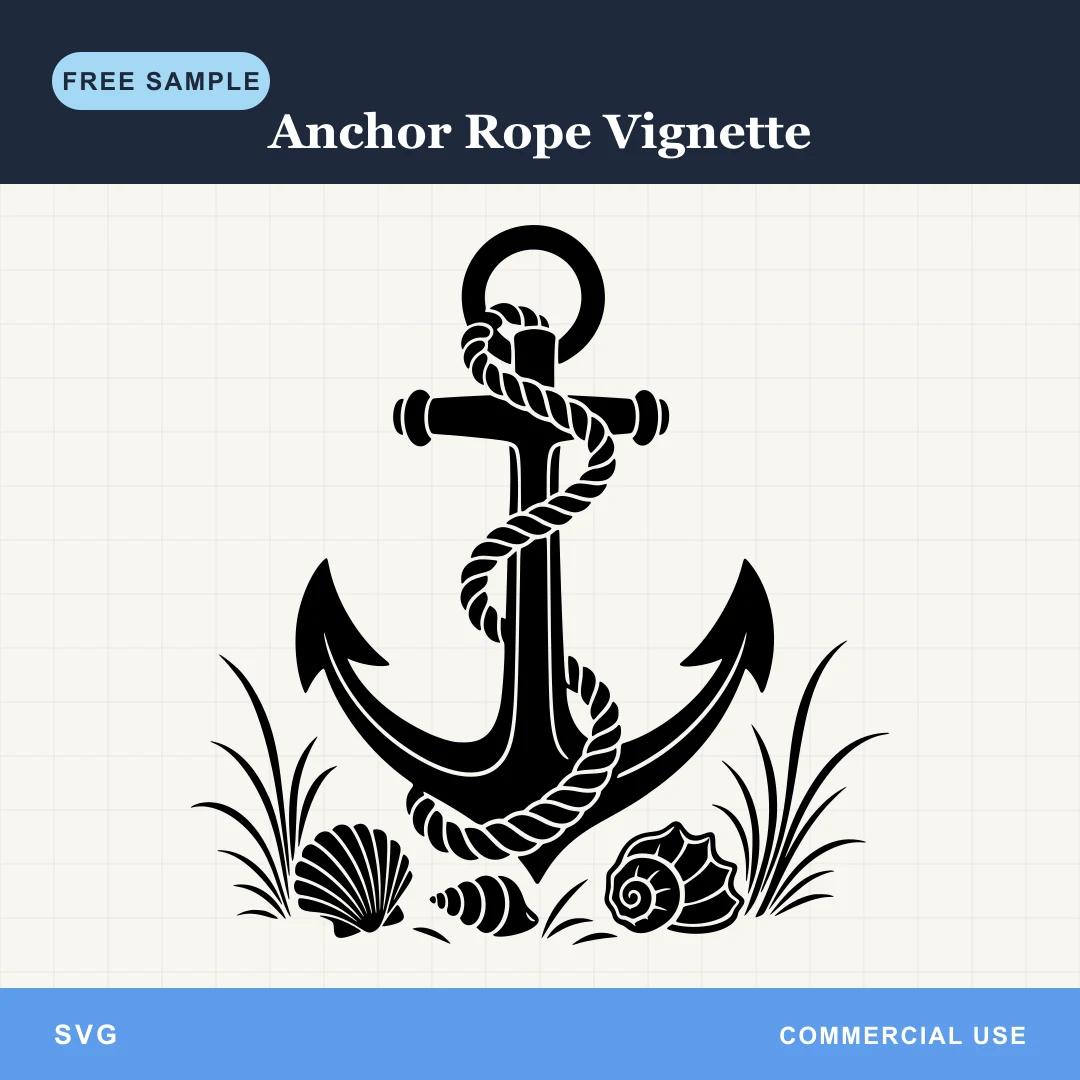 Free Anchor Rope Vignette SVG sample