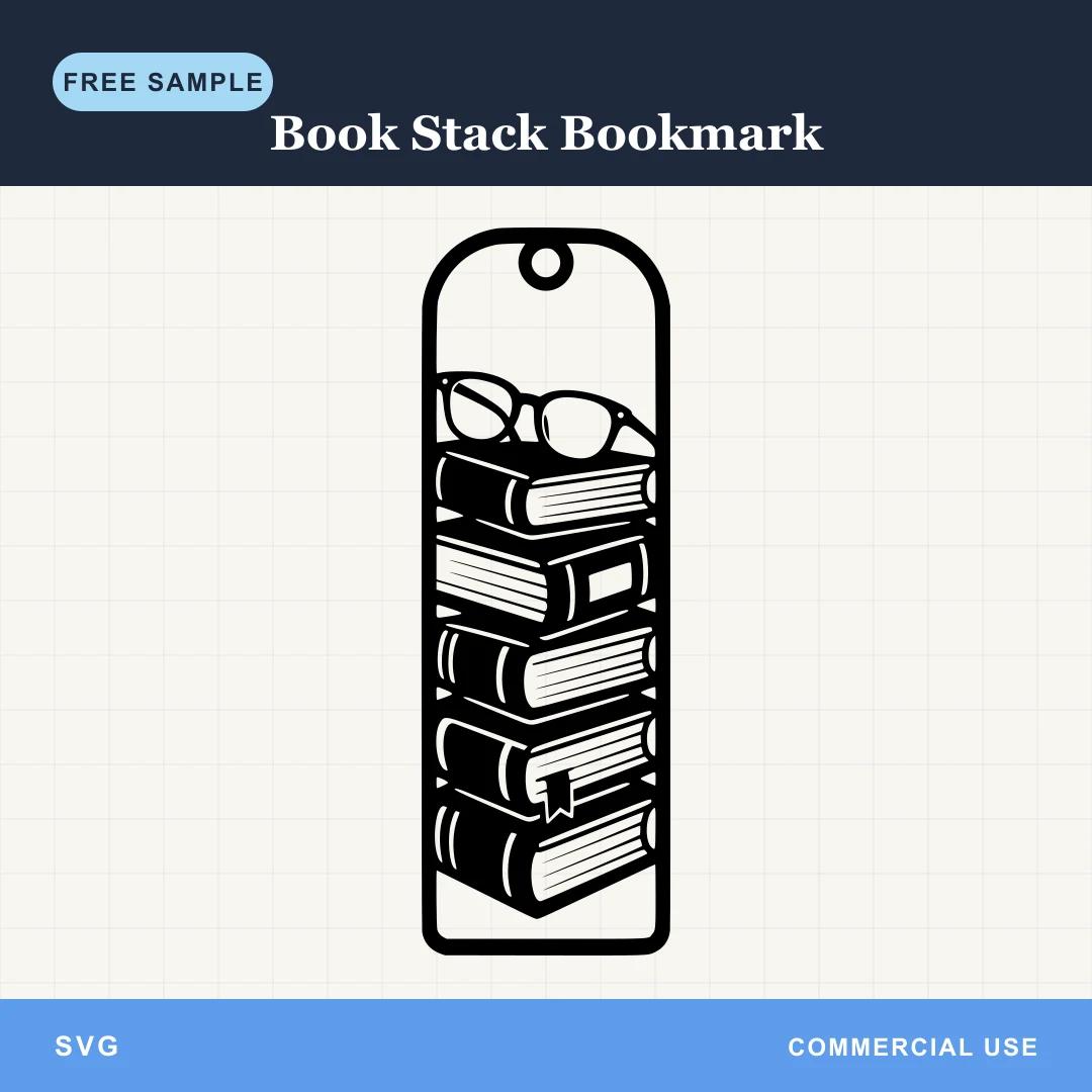Free Book Stack Bookmark SVG sample