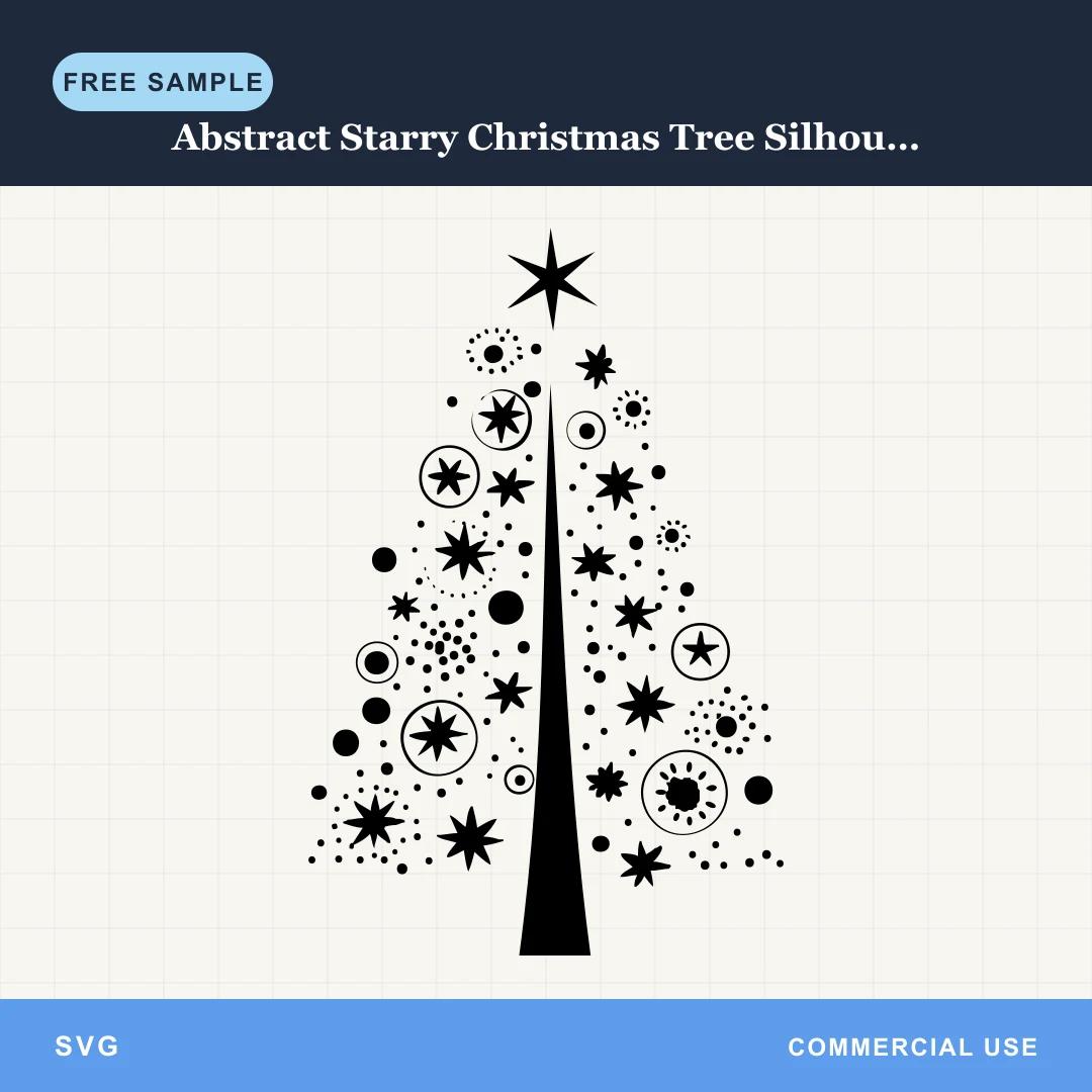 Free Abstract Starry Christmas Tree Silhouette SVG sample