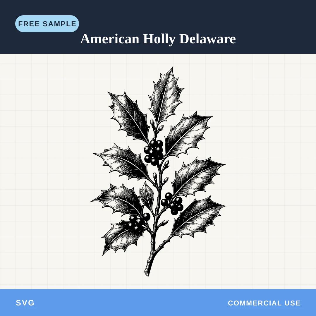 Free American Holly Delaware SVG sample