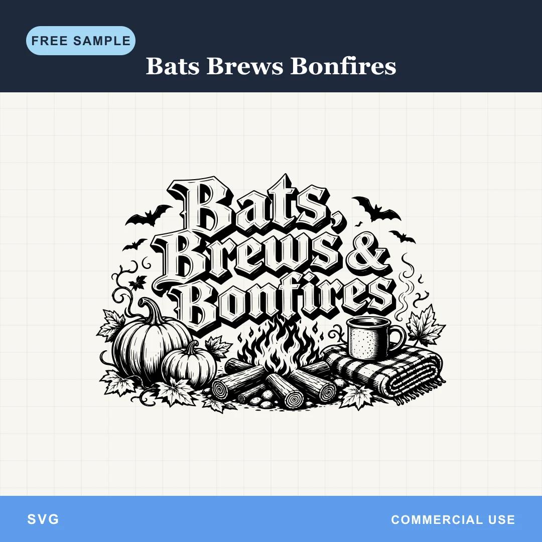Free Bats Brews Bonfires SVG sample