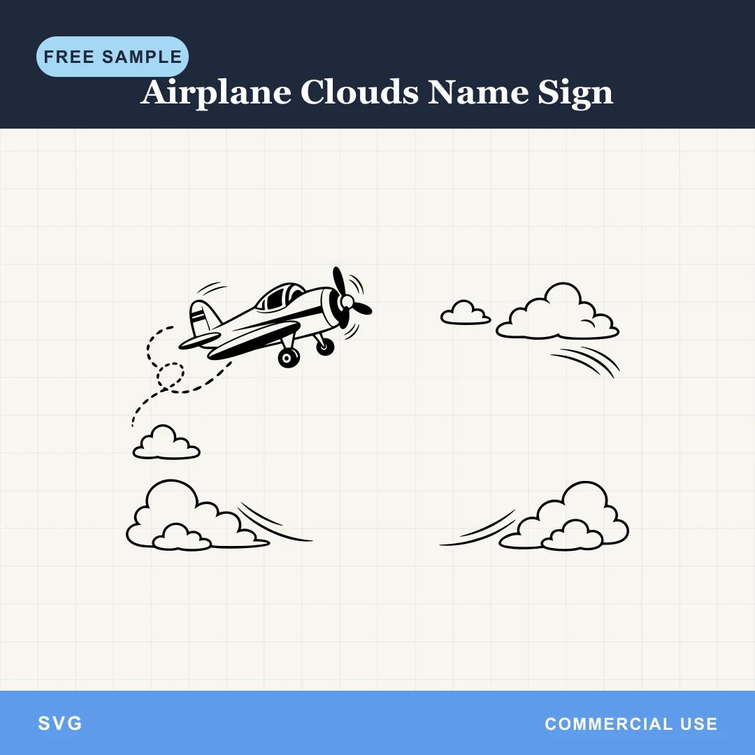 Free Airplane Clouds Name Sign SVG sample