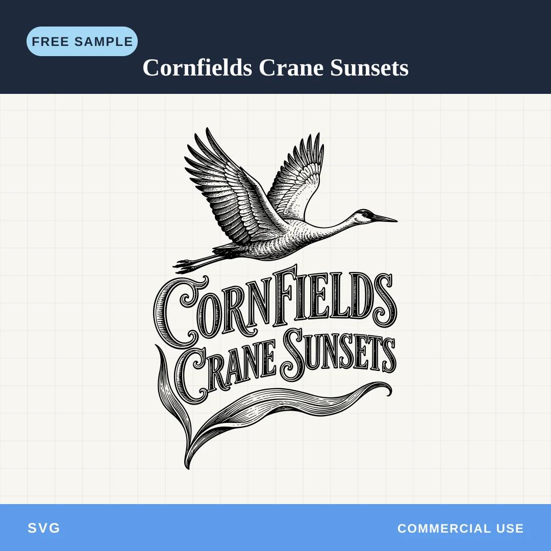 Free Cornfields Crane Sunsets SVG sample