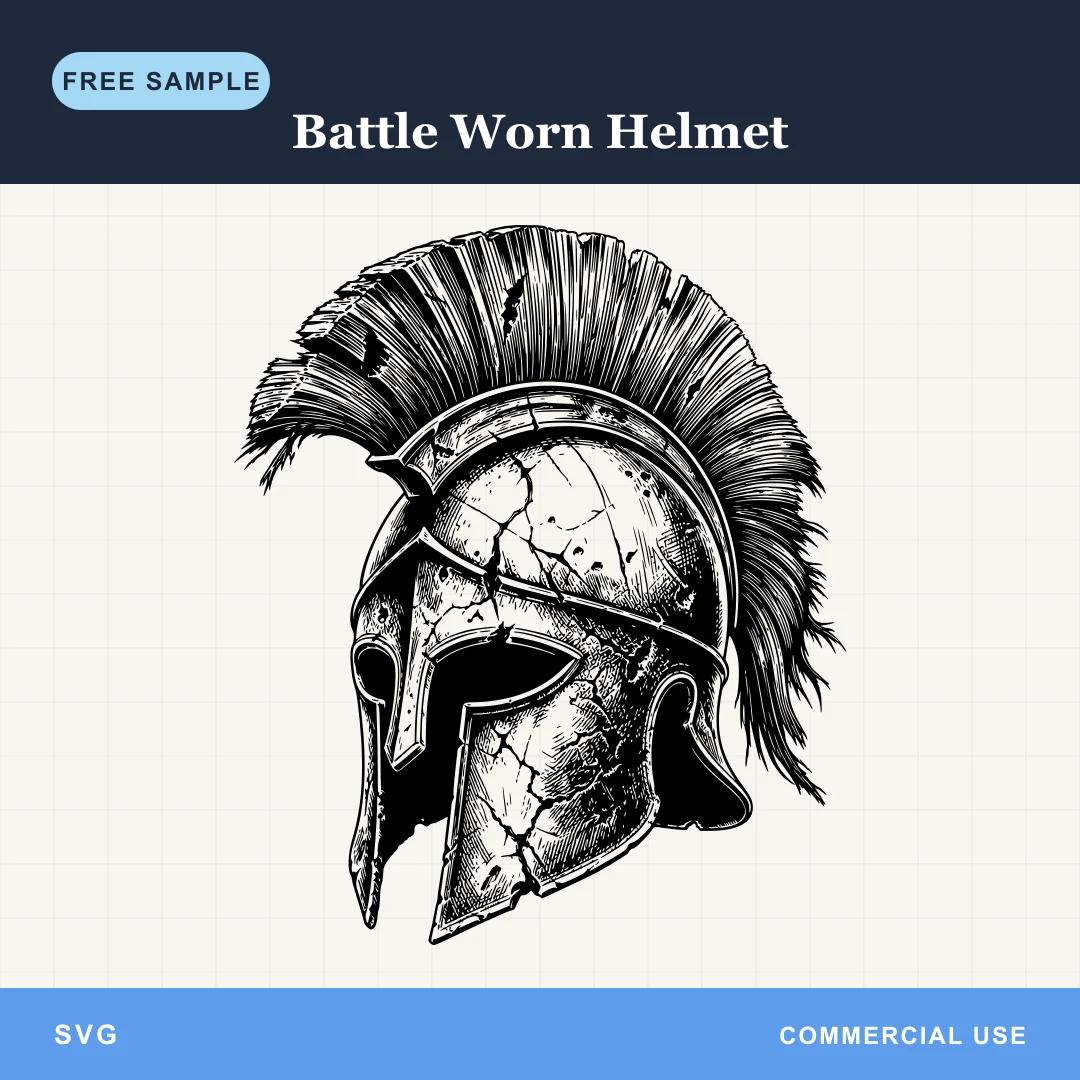 Free Battle Worn Helmet SVG sample