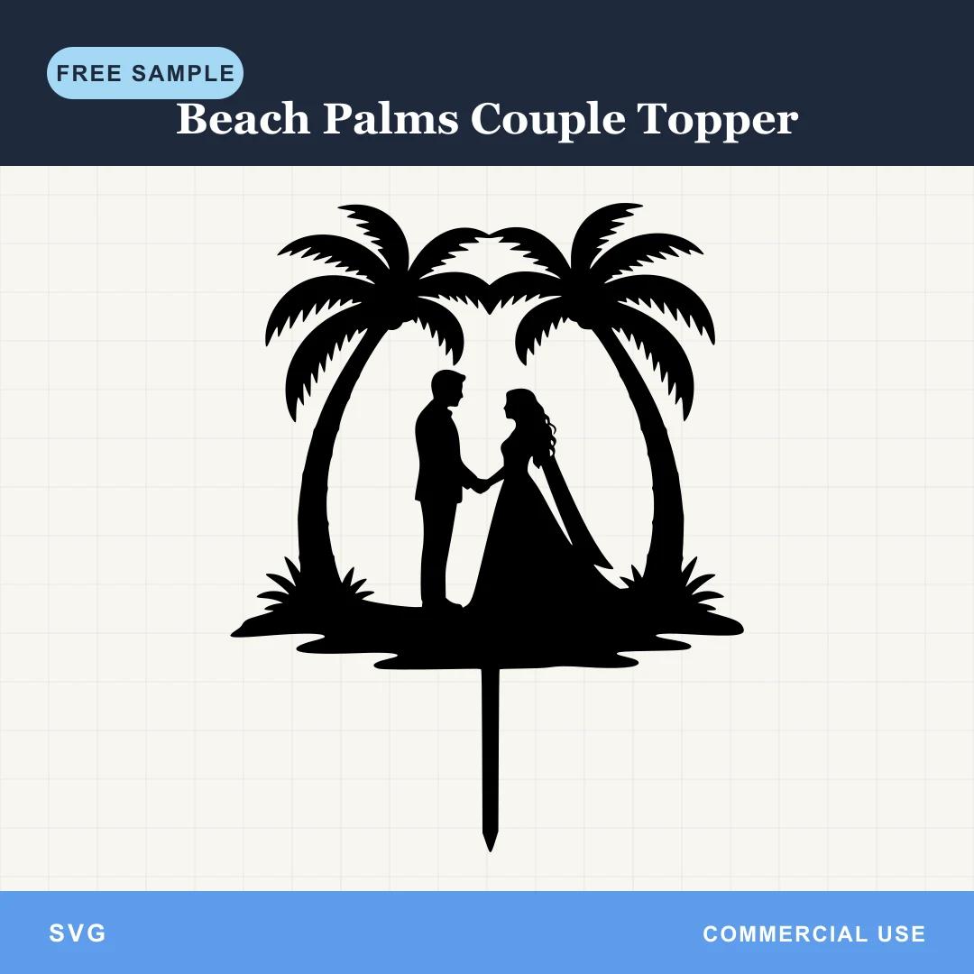 Free Beach Palms Couple Topper SVG sample
