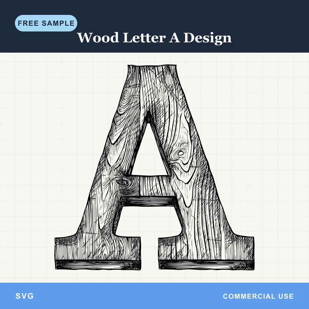Free Wood Letter A Design SVG sample