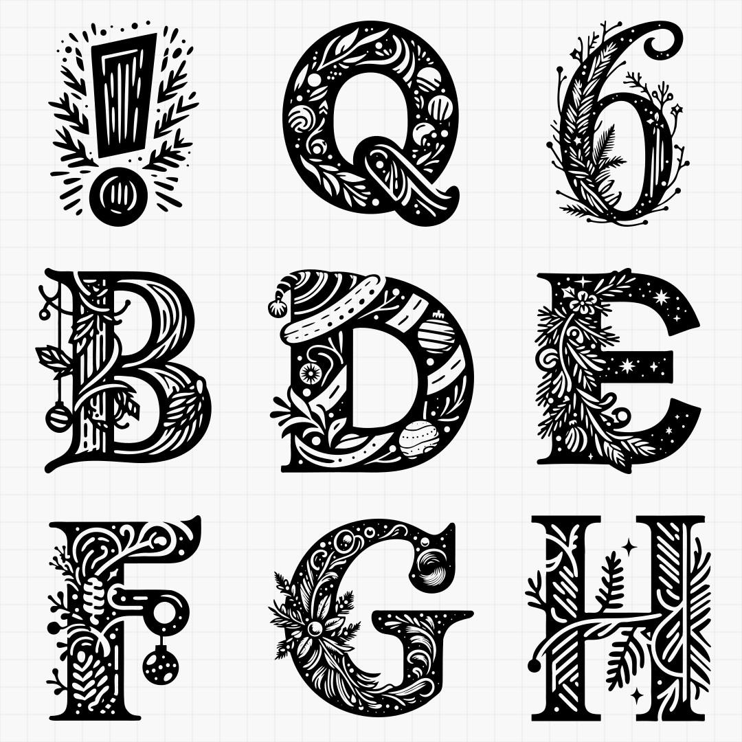 Christmas Letters And Numbers Design Pack - Thumbnail 2