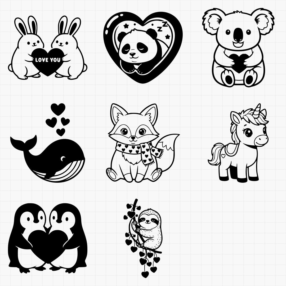 Cute Animals With Hearts Svg Pack - Thumbnail 4