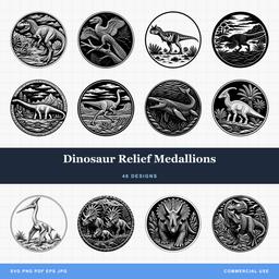 Dinosaur Relief Medallions