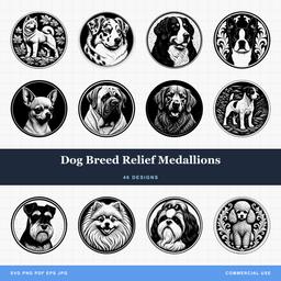 Dog Breed Relief Medallions
