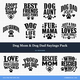 Dog Mom & Dog Dad Sayings Pack