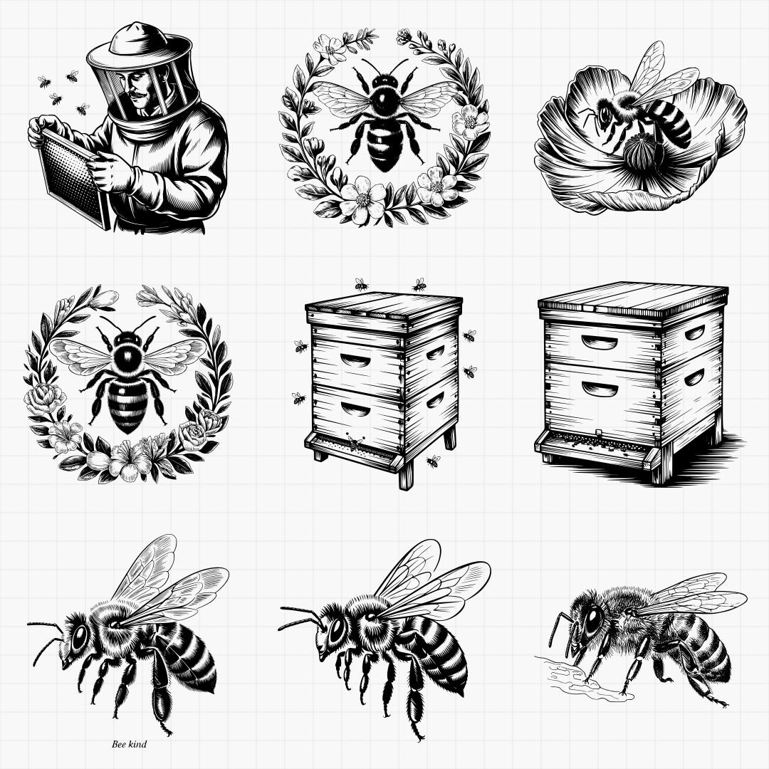 Honey Bee Floral Svg Pack - Thumbnail 2