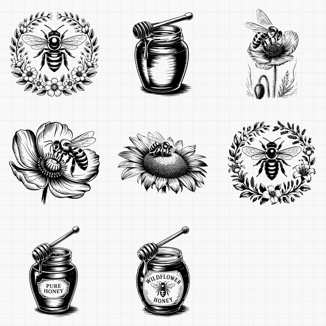 Honey Bee Floral Svg Pack - Thumbnail 5