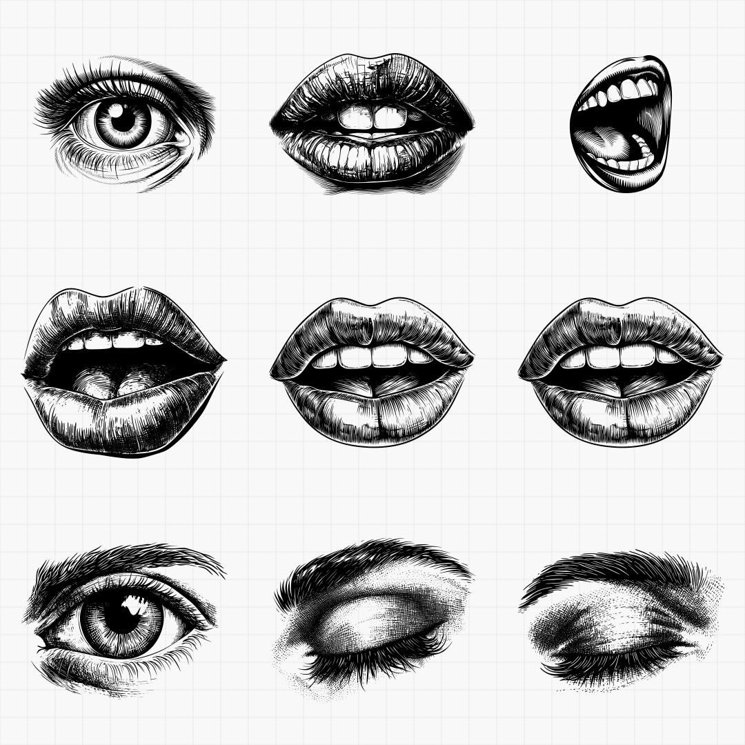 Human Facial Features Svg Pack - Thumbnail 7