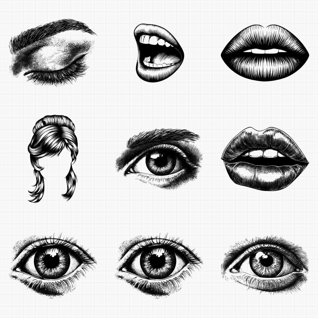 Human Facial Features Svg Pack - Thumbnail 8