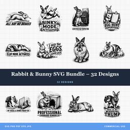 Rabbit & Bunny SVG Bundle – 32 Designs