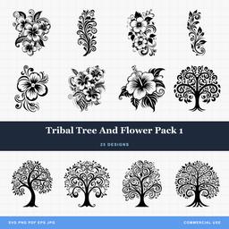 Tribal Tree And Flower Pack 1