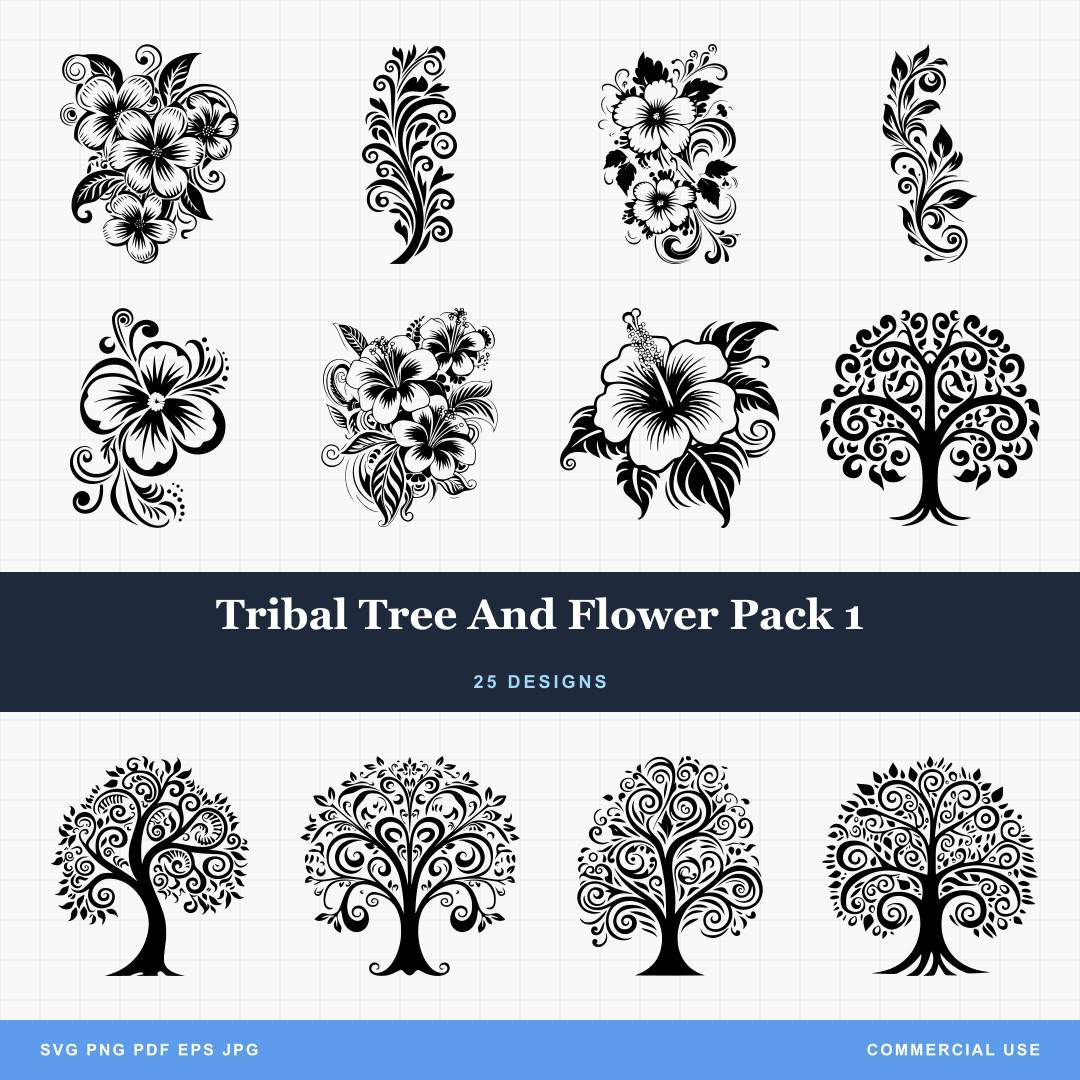 Tribal Tree And Flower Pack 1