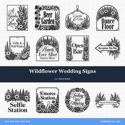 Wildflower Wedding Signs