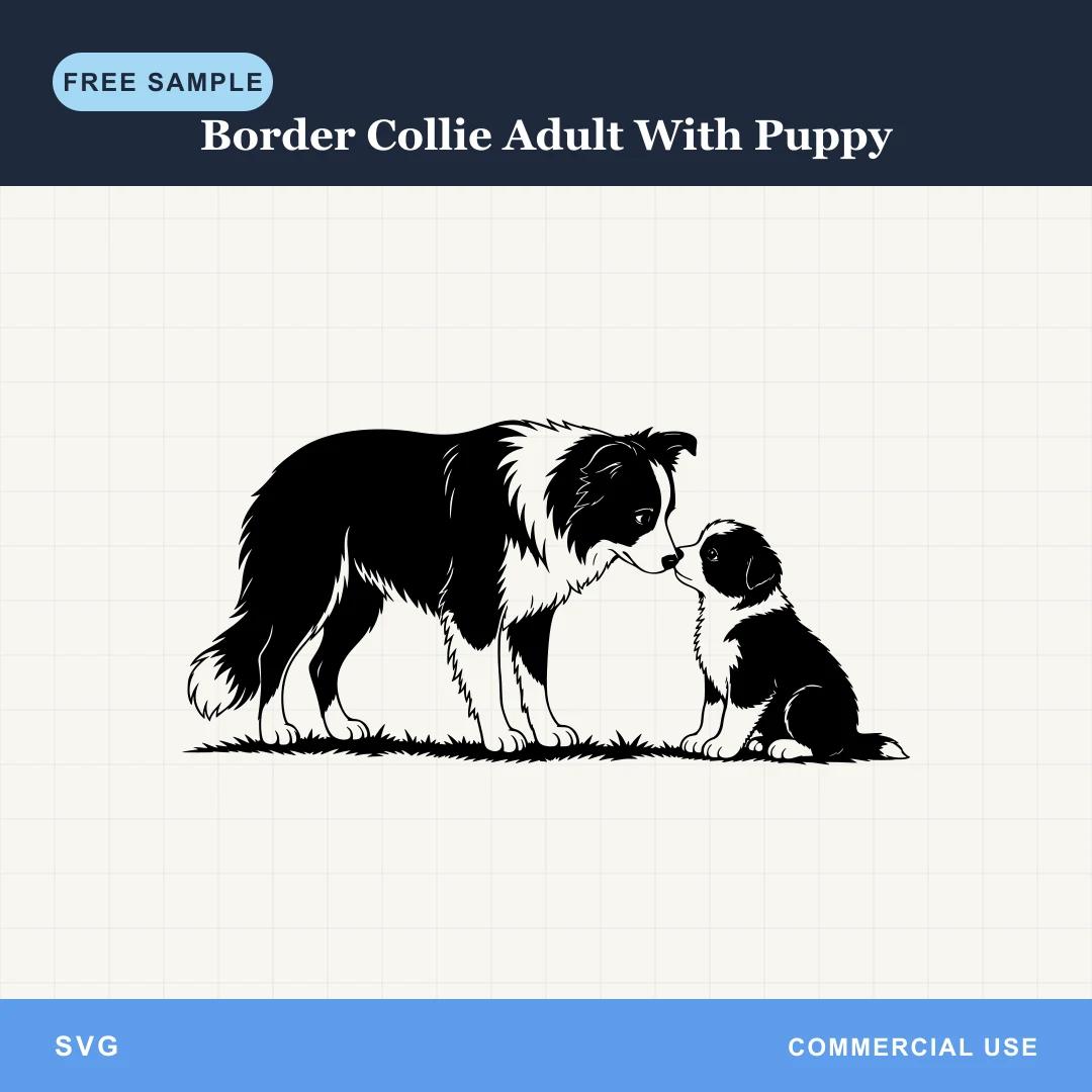 Free Border Collie Adult With Puppy SVG