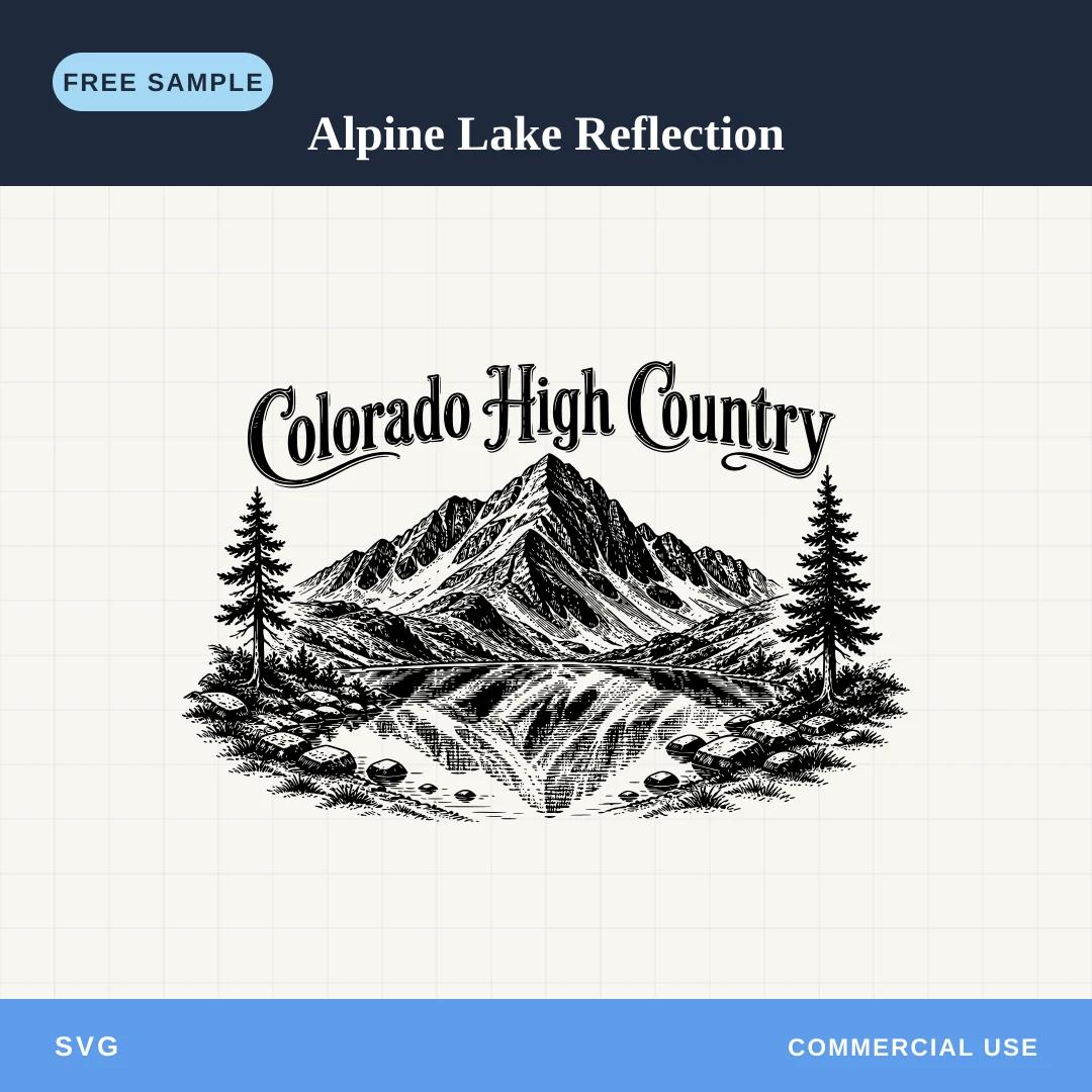Free Alpine Lake Reflection SVG