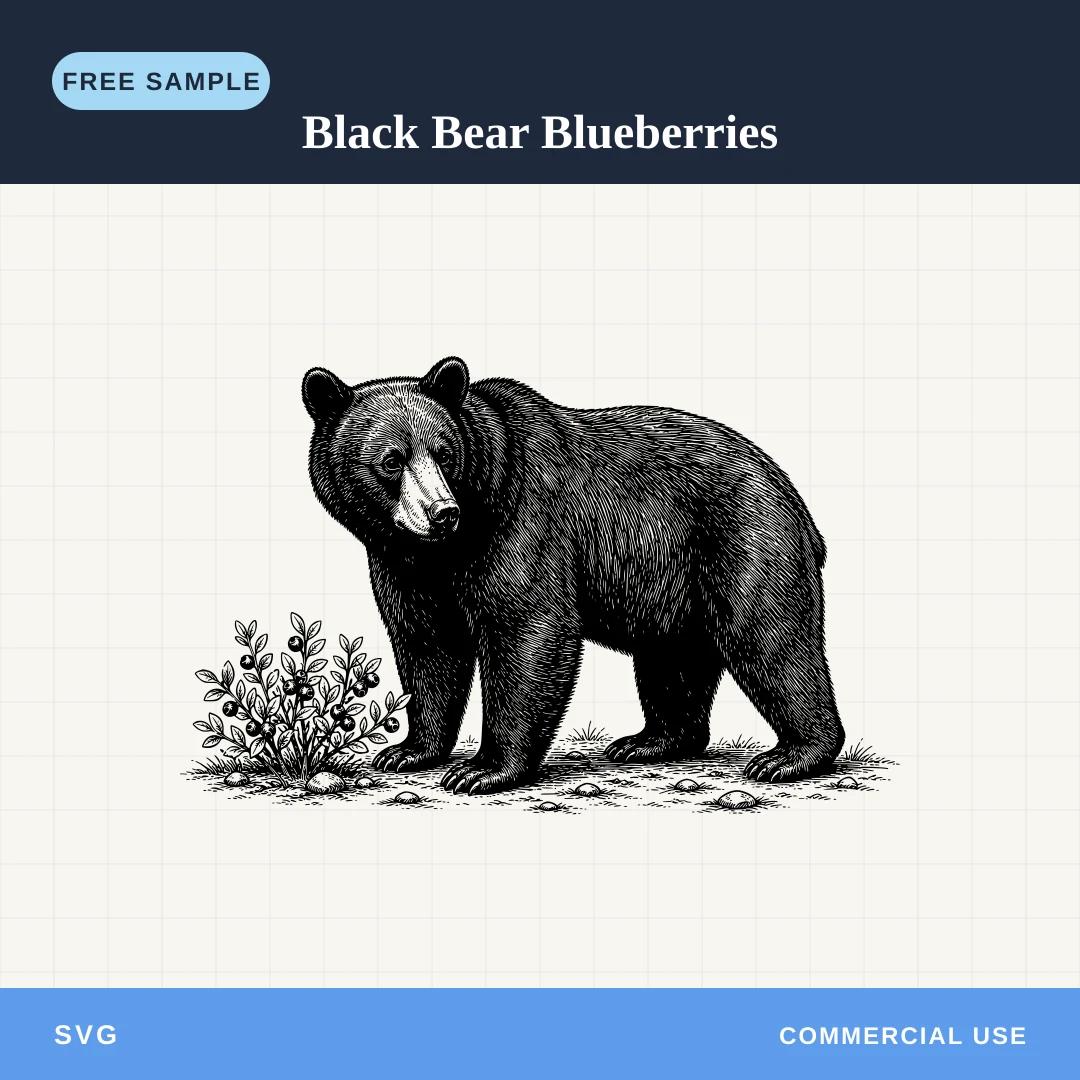 Free Black Bear Blueberries SVG