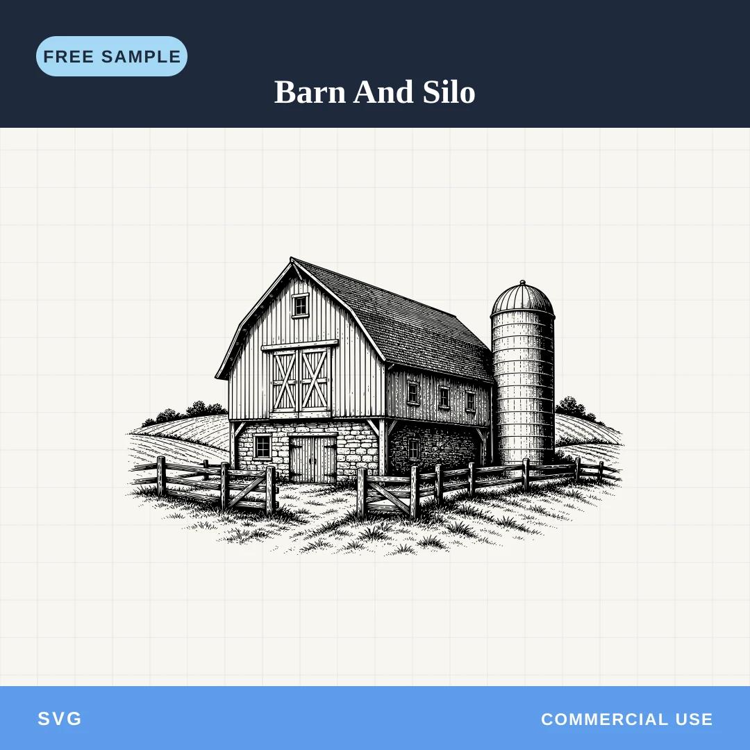 Free Barn And Silo SVG