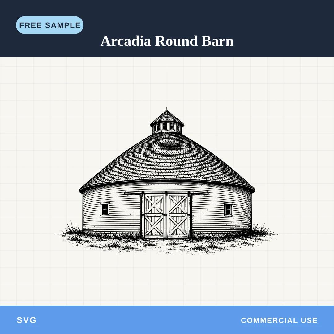 Free Arcadia Round Barn SVG