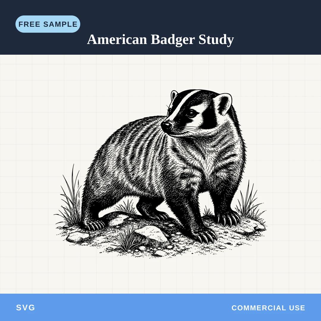 Free American Badger Study SVG