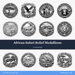 African Safari Relief Medallions