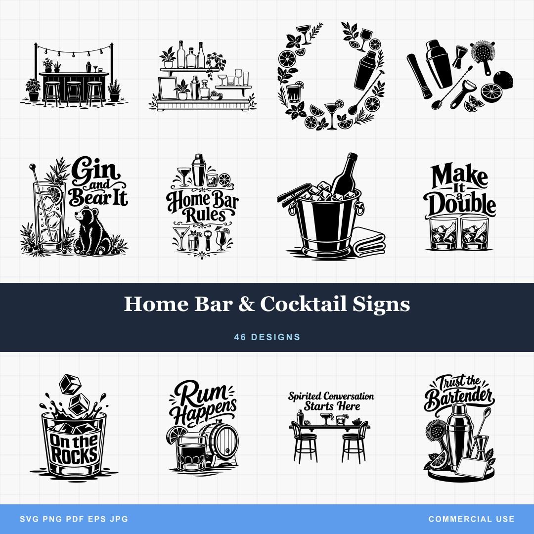 Home Bar & Cocktail Signs