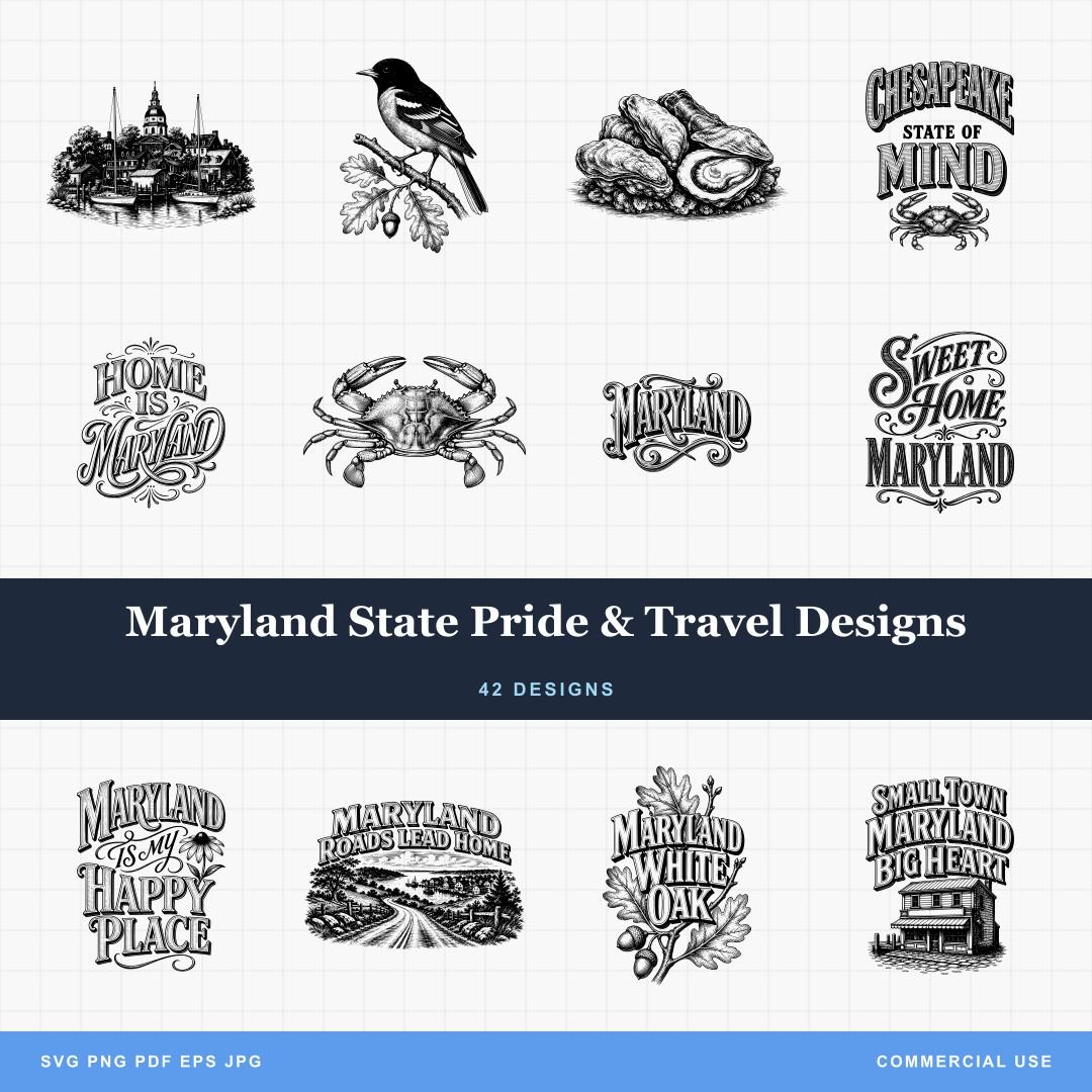Maryland State Pride & Travel Designs