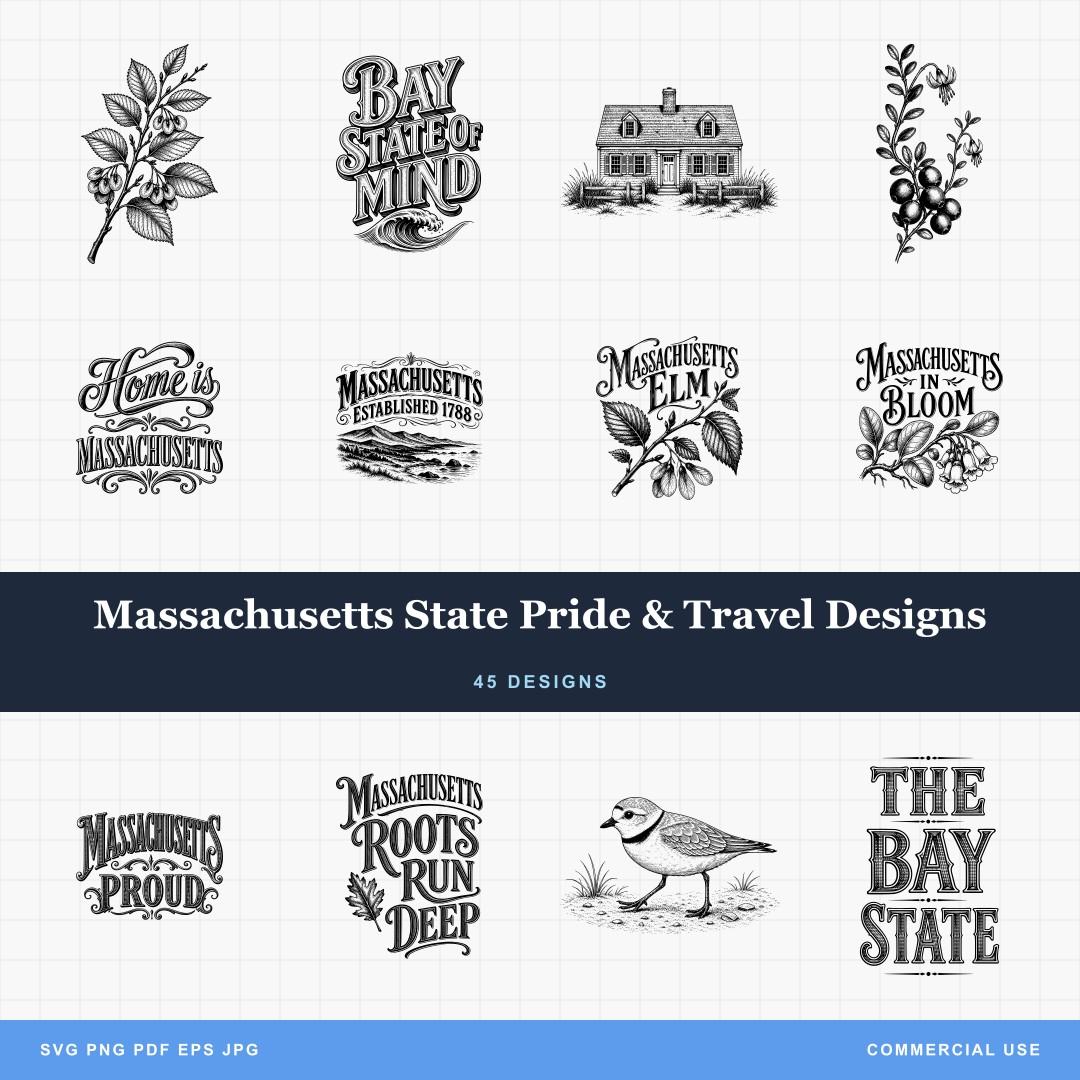 Massachusetts State Pride & Travel Designs