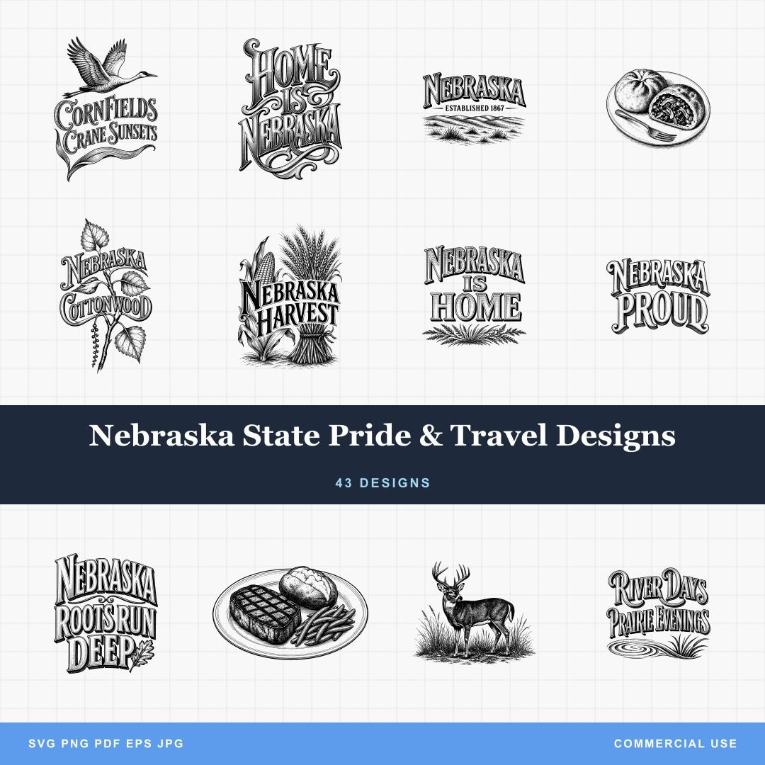 Nebraska State Pride & Travel Designs
