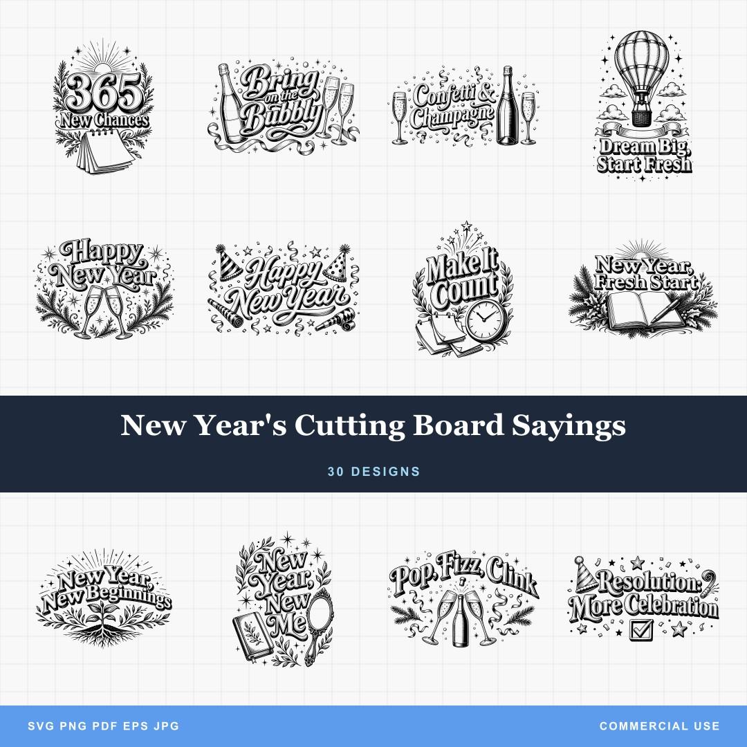 New Year's Cutting Board Sayings