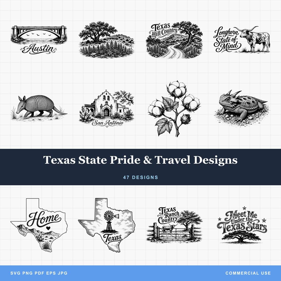 Texas State Pride & Travel Designs